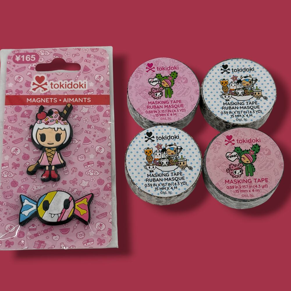 Tokidoki Lot Magnets 4 Washi Tape Set Moofia Cactus Donutella Vampire Candy Fan